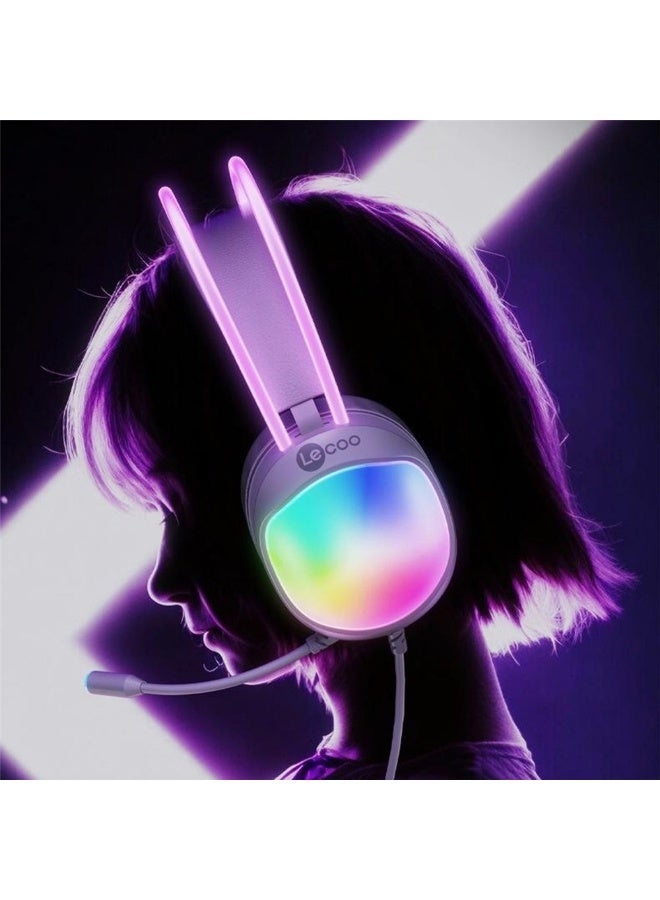 lecoo HT410 USB Gaming Headset with Dynamic RGB Lighting - 7.1 Virtual Surrounded Sound & Dual 50mm Drivers - DEEP BASS - Noise Reduction mic - In Body Control For PC / PS4 | Black - Image 2